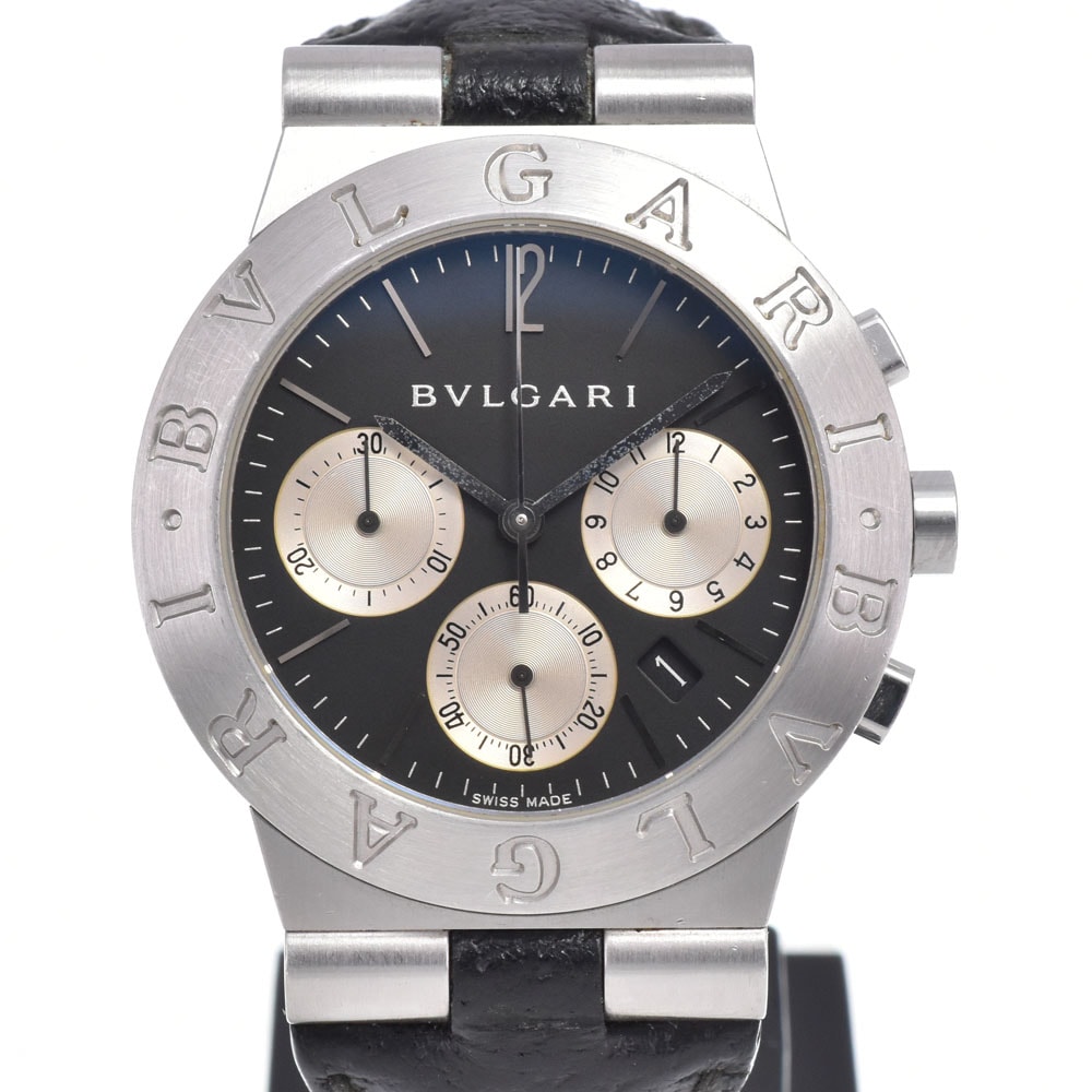 ベルト訳あり ブルガリ BVLGARI CH35S ディアゴノ スポーツ クロノグラフ ブラック クォーツ メンズ 腕時計 G#149908