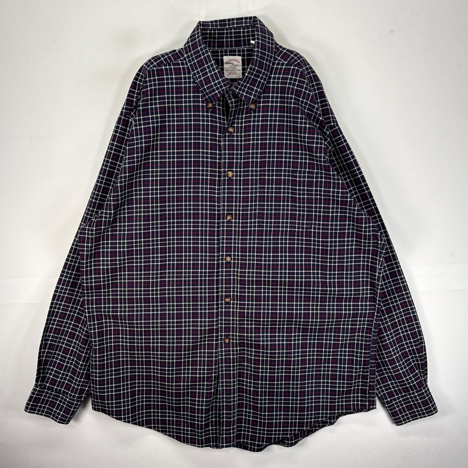 古着 ブルックスブラザーズ Brooks Brothers 長袖シャツ 346 BD 胸ポケ L  ネイビー系 チェック メンズ