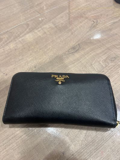 PRADA Large Saffiano Leather Wallet "Black"
