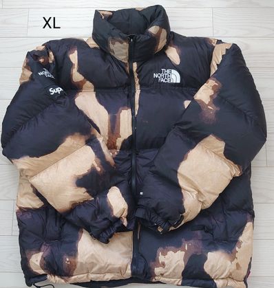 Supreme x The North Face Bleached Denim Print Nuptse Jacket "Black"