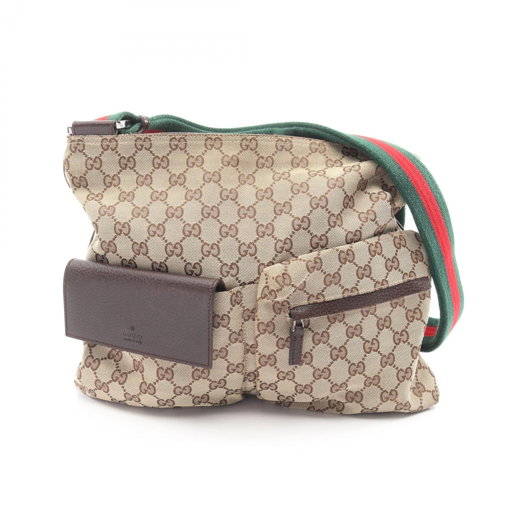 グッチ GUCCI GGキャンバス シェリーライン ショルダーバッグ バッグ キャンバス レザー メンズ レディース ベージュ系 / マルチカラー 169937 【中古】