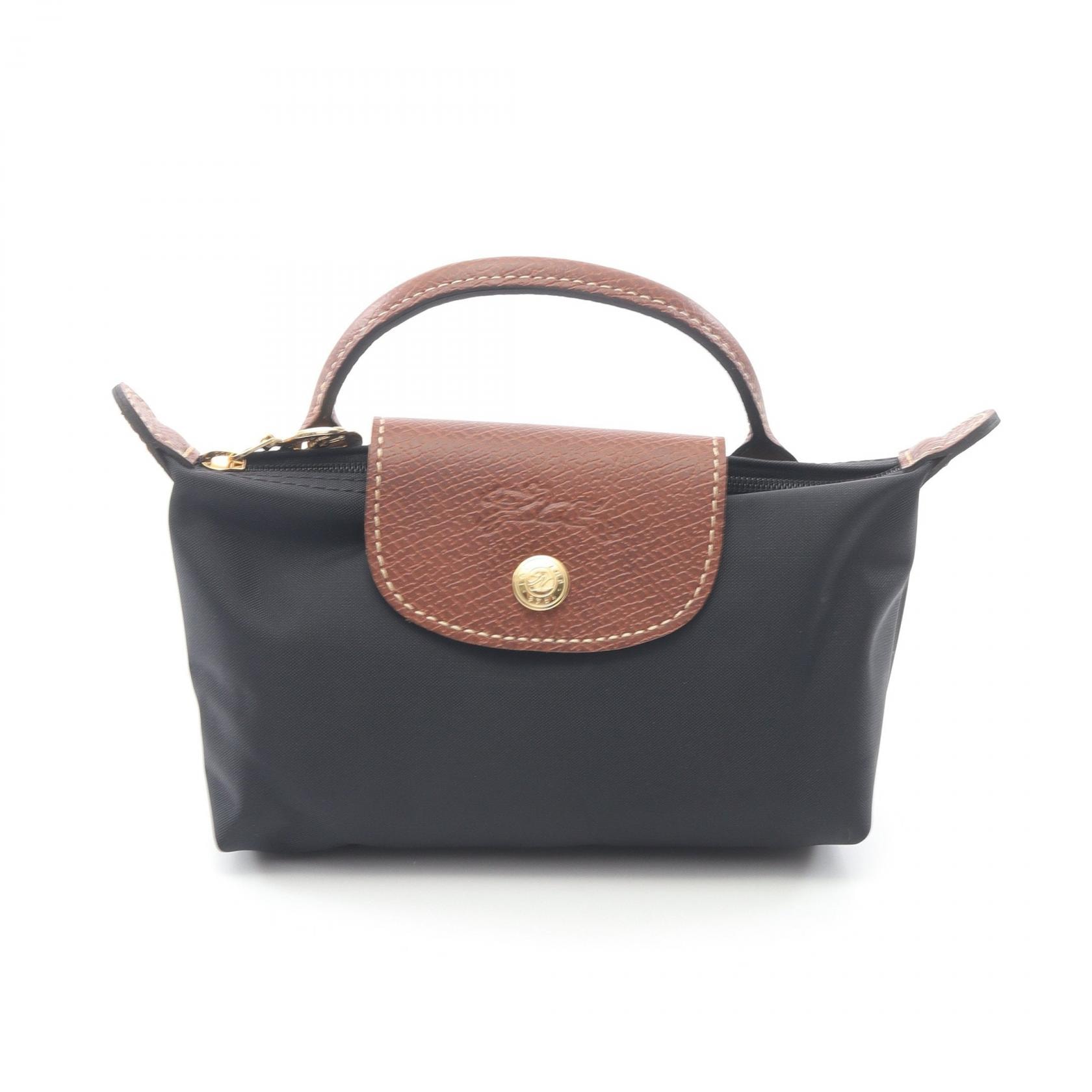 ロンシャン Longchamp ル プリアージュ オリジナル ハンドル付き ポーチ バッグ キャンバス レザー レディース ブラック系 / ブラウン系 34175089001 【新品】