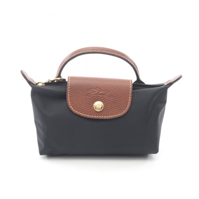 ロンシャン Longchamp ル プリアージュ オリジナル ハンドル付き ポーチ バッグ キャンバス レザー レディース ブラック系 / ブラウン系 34175089001 【新品】