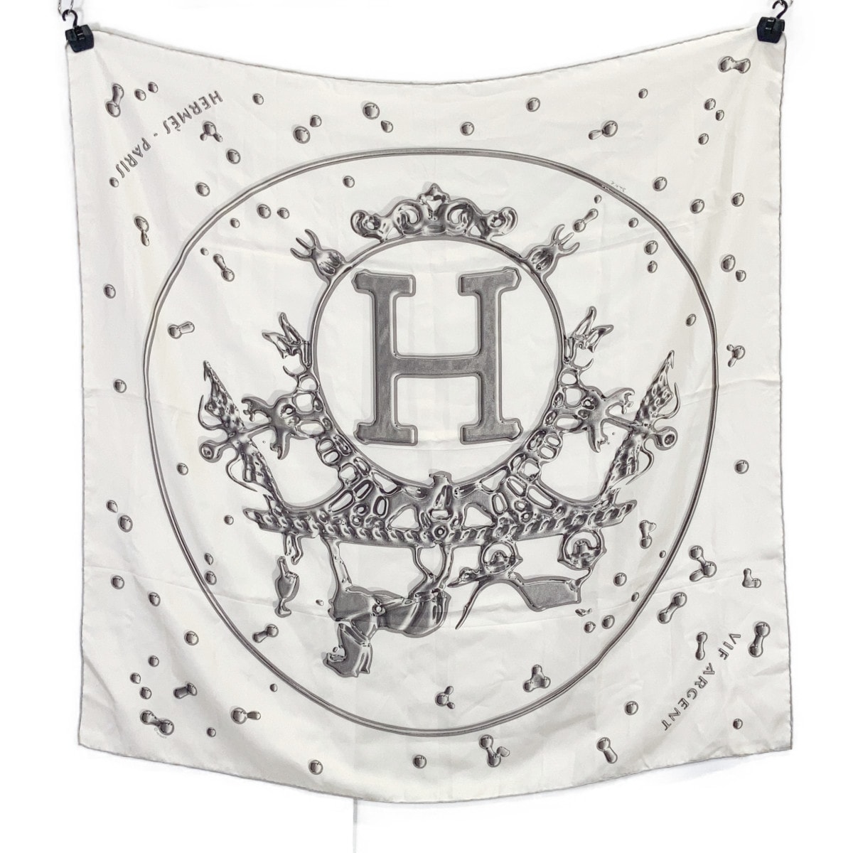 B (目立った傷や汚れなし)】エルメス VIF ARGENT 銀の雫 ｶﾚ90 ｽｶｰﾌの