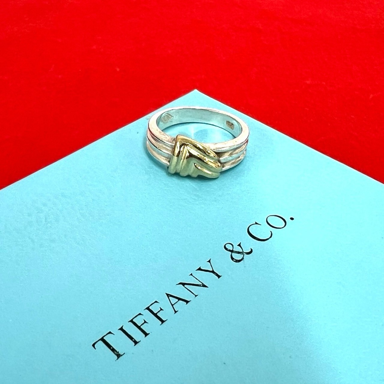 TIFFANY&Co. ティファニー シグネチャー リング シルバー925 K18イエローゴールド リング・指輪 7.5号 シルバー
 o5613