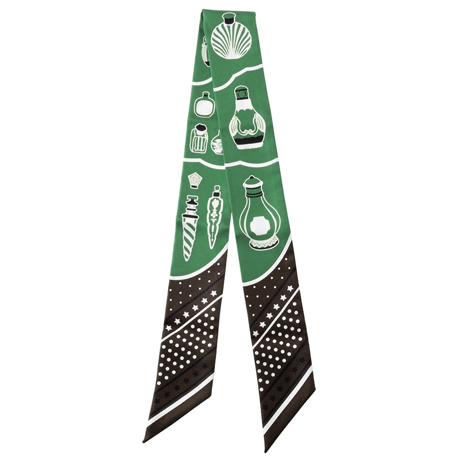 HERMES エルメス ツイリー Les Flacons Bandana 香水瓶 063157S 04 2本セット スカーフ シルク ブラウン グリーン【中古】