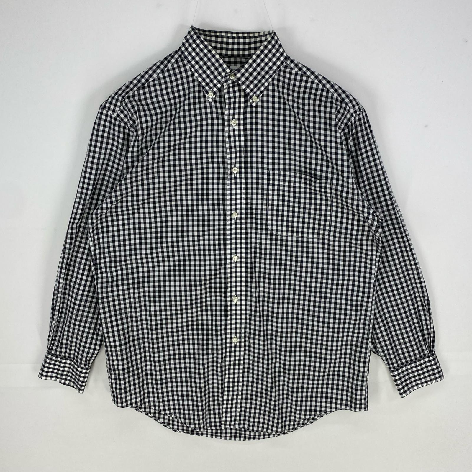 古着 ブルックスブラザーズ Brooks Brothers USA製 長袖シャツ ギンガムチェック ボタンダウン M  ブラック系 チェック メンズ