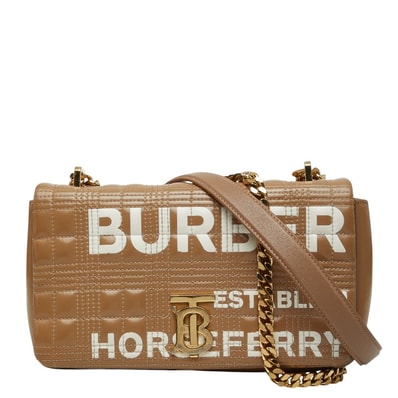 バーバリー TB スモール ローラ キルティング チェーン ショルダーバッグ ベージュ レザー レディース BURBERRY 【中古】