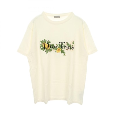 ディオール Dior DIOR × Denim Tears ロゴ刺繍 半袖Tシャツ 衣料品 トップス コットン メンズ ホワイト系 393J696I0849 【中古】