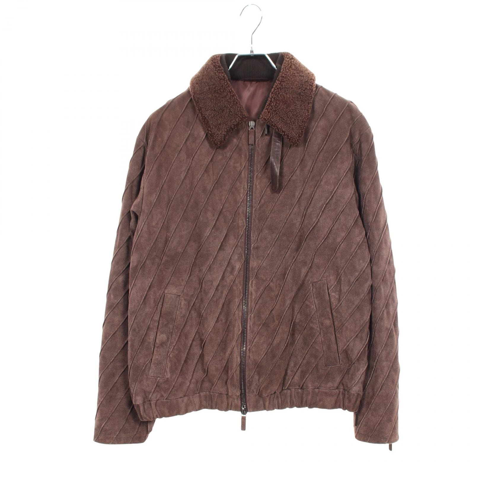 ジョルジオアルマーニ GIORGIO ARMANI ブルゾン 衣料品 アウター レザー メンズ ブラウン系 【中古】