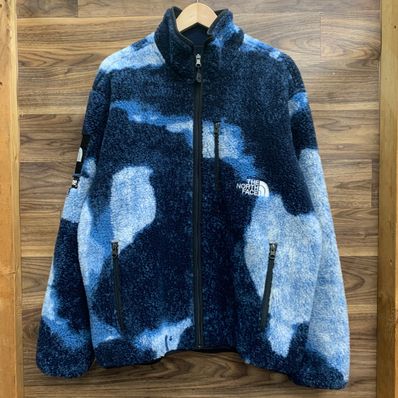 Supreme x The North Face Bleached Denim Print Fleece Jacket "Indigo"