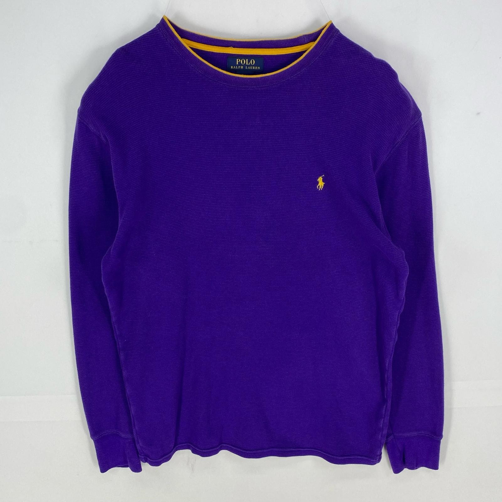 古着 ポロ・ラルフローレン POLO RALPH LAUREN 長袖Tシャツ サーマル 刺繍ロゴ ワンポイント ロンT L パープル系 メンズ