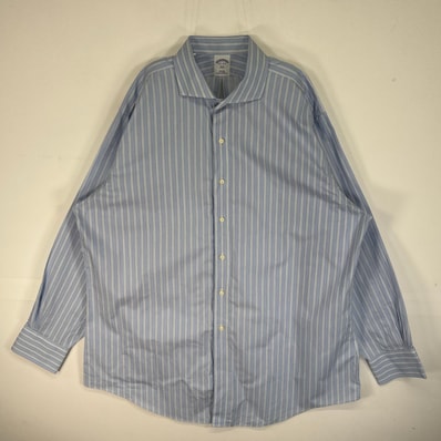 古着 ブルックスブラザーズ Brooks Brothers 長袖シャツ SLIM FIT 346 カラーステイ XL 水色系 ストライプ メンズ