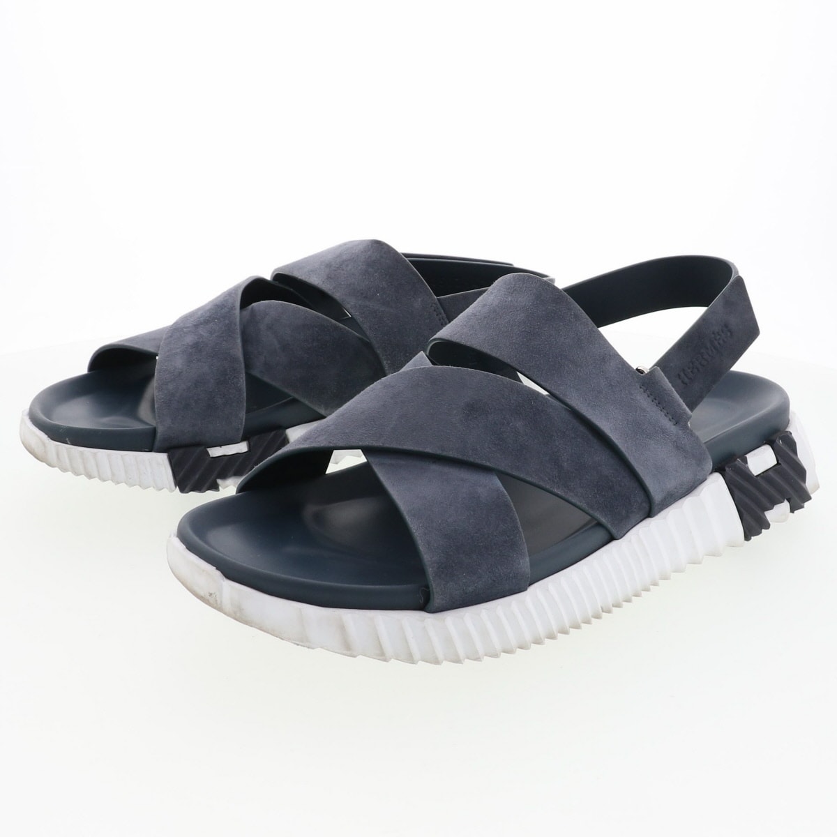 HERMES エルメス エレクトリック サンダル 約27cm 42 スウェード ネイビー  メンズ【中古】