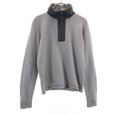 ARMANI COLLEZIONI アルマーニコレッツォーニ イタリア製 長袖 ハーフジップ ニット グレー セーター
