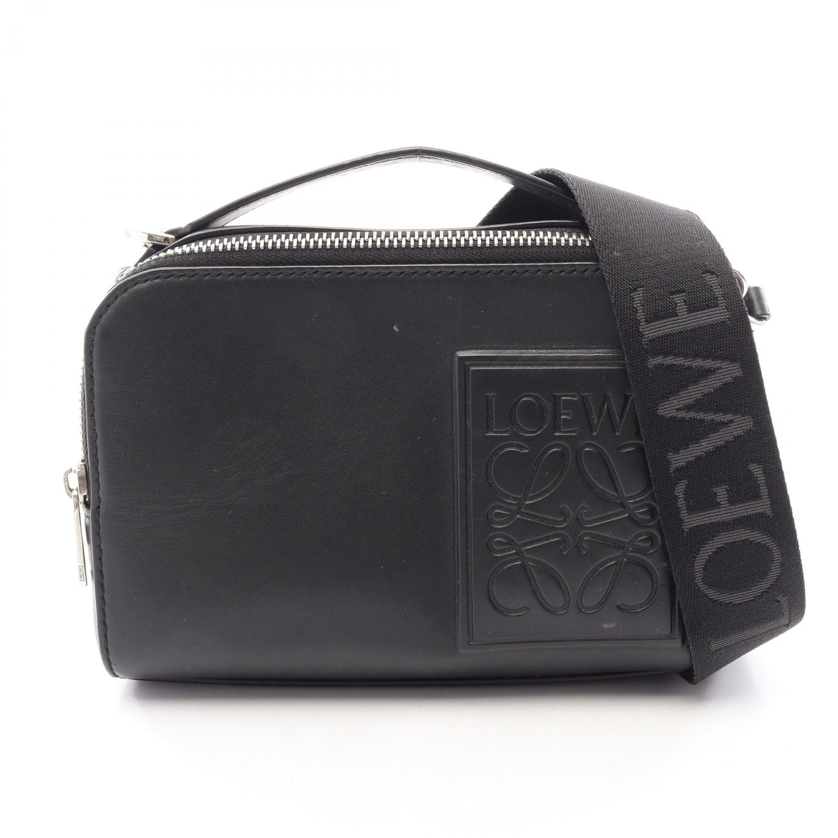 ロエベ LOEWE クロスボディ カメラバッグ ミニ 2WAY ハンドバッグ バッグ レザー メンズ ブラック系 【中古】