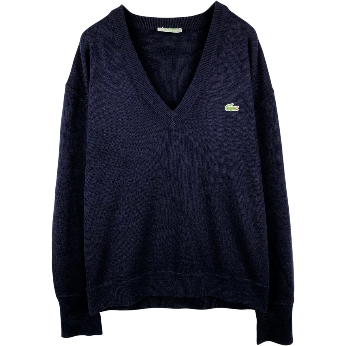 古着 80年代 ラコステ LACOSTE CHEMISE フレンチラコステ Vネック コットンニットセーター 5 メンズL相当 ヴィンテージ/eaa672493