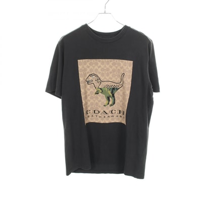 コーチ COACH レキシー ジグネチャー柄 半袖Tシャツ 衣料品 トップス コットン メンズ ブラック系 / ブラウン系 233092 【中古】