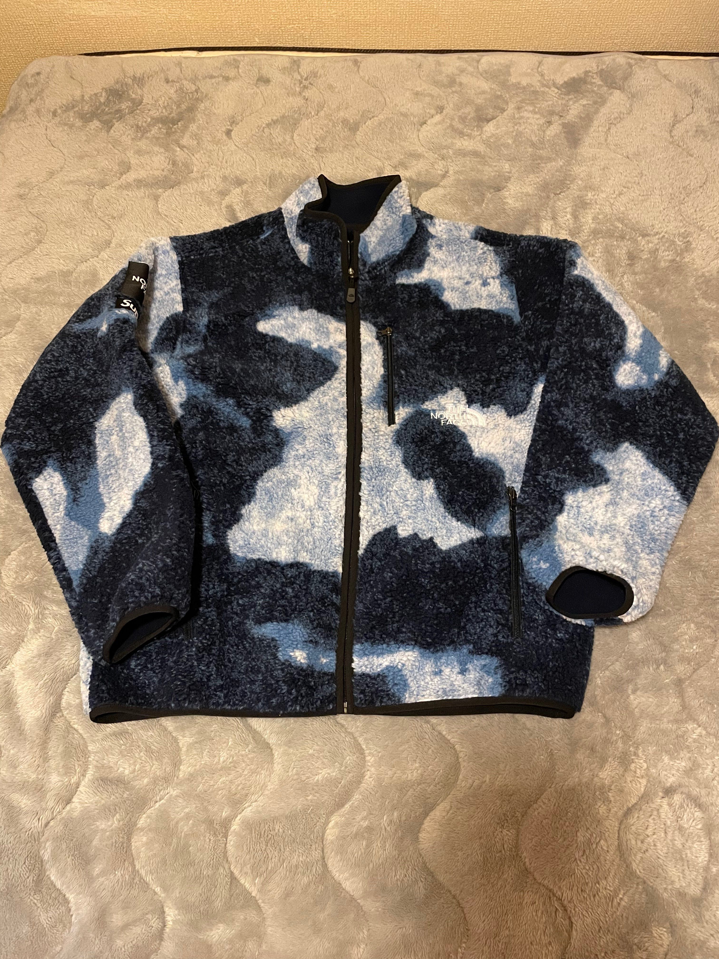 Supreme x The North Face Bleached Denim Print Fleece Jacket "Indigo"