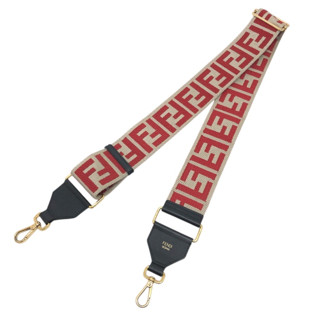 フェンディ FENDI ズッカ柄 8AV134 調節可能 ストラップユー ストラップ単体 ショルダーストラップ キャンバス レッド
