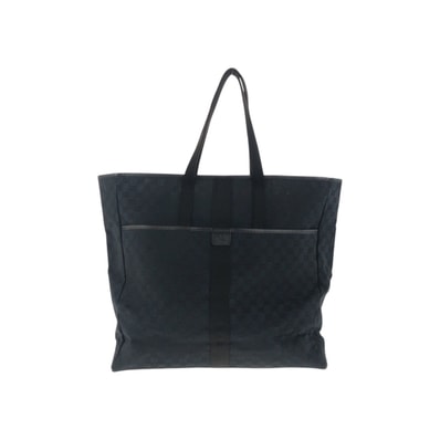 美品 GUCCI グッチ ブラック 黒 シルバー金具 GGキャンバス レザー/ トートバッグ ショルダーバッグ ボストンバッグ 504605 【中古】