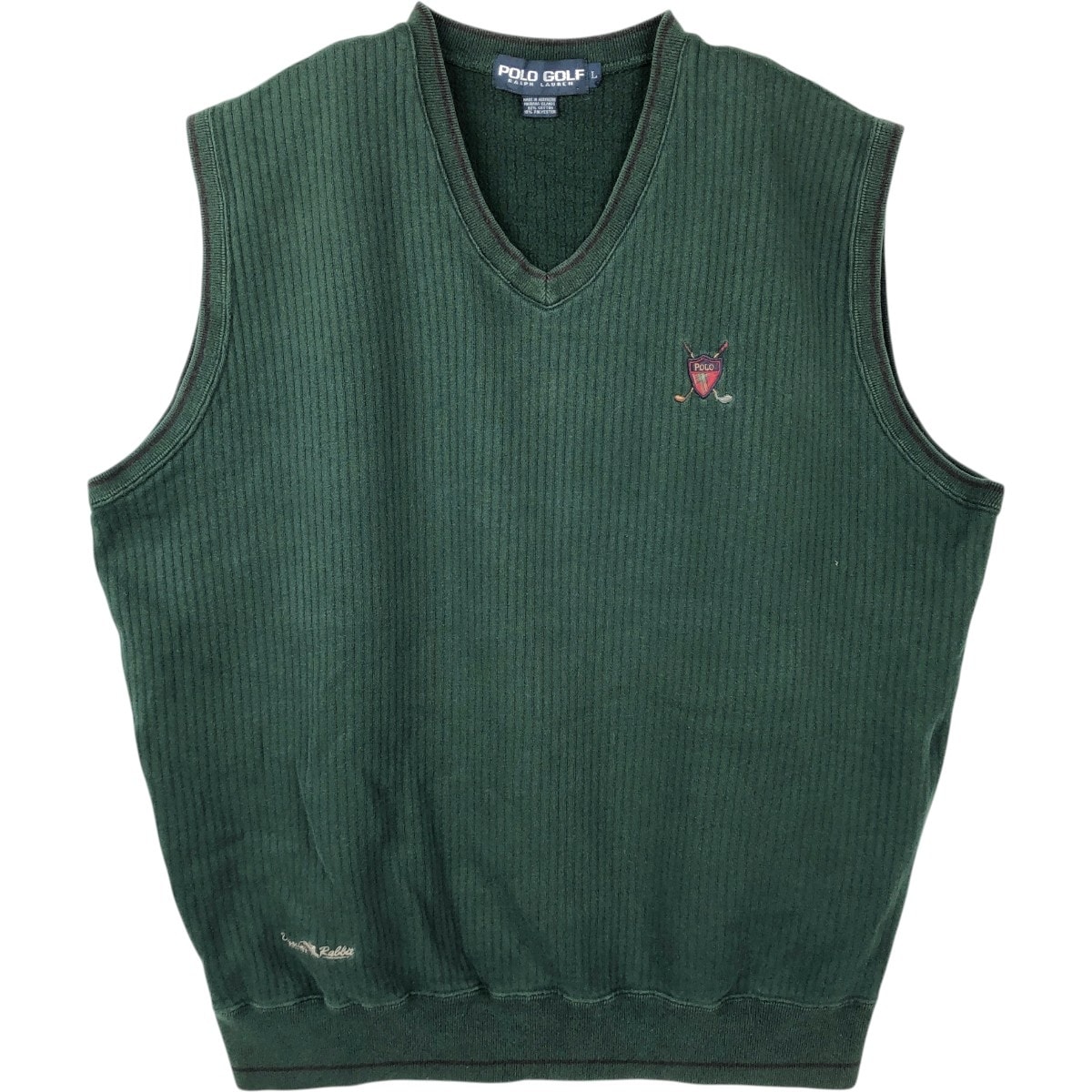 古着 ラルフローレン Ralph Lauren POLO GOLF ポロゴルフ Vネック リブ編み スウェットベスト メンズL相当/eaa656315