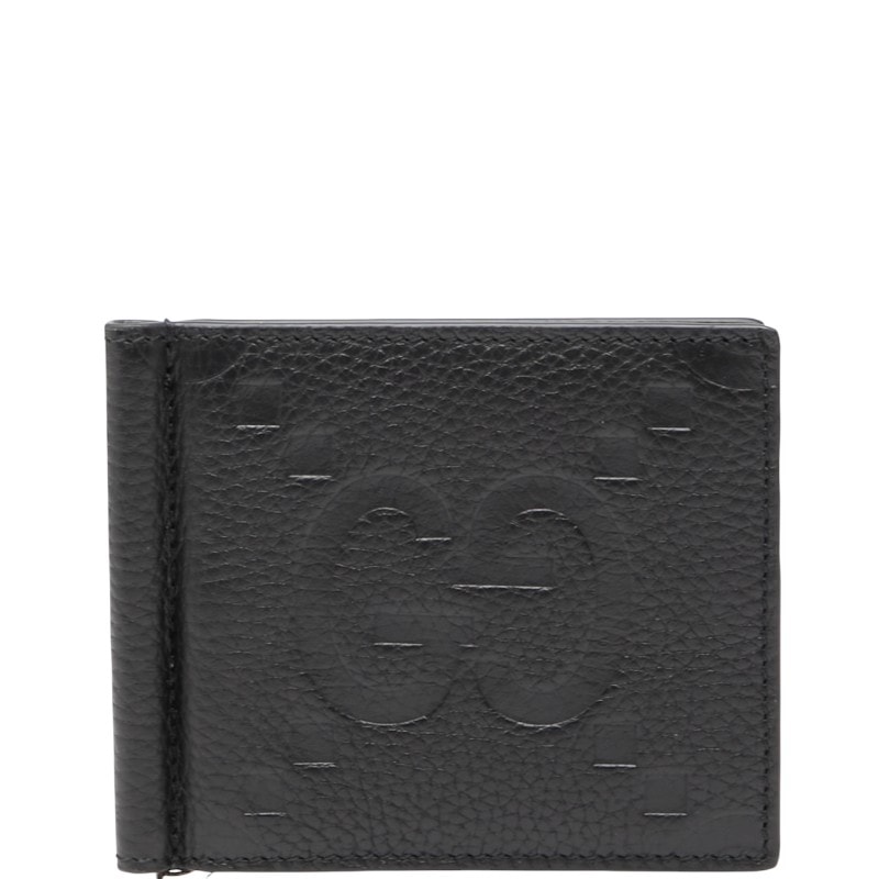 グッチ ジャンボGG 二つ折り財布 マネークリップ 739477 ブラック レザー レディース GUCCI 【中古】