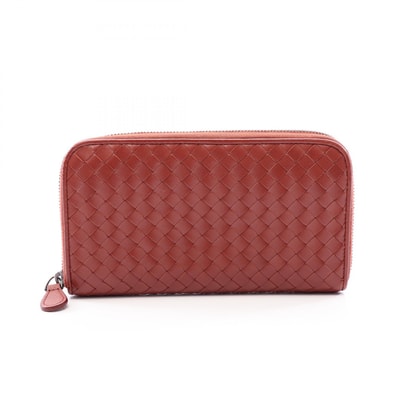 ボッテガヴェネタ BOTTEGA VENETA イントレチャート ラウンド長財布 財布 レザー メンズ レディース ブラウン系 【中古】