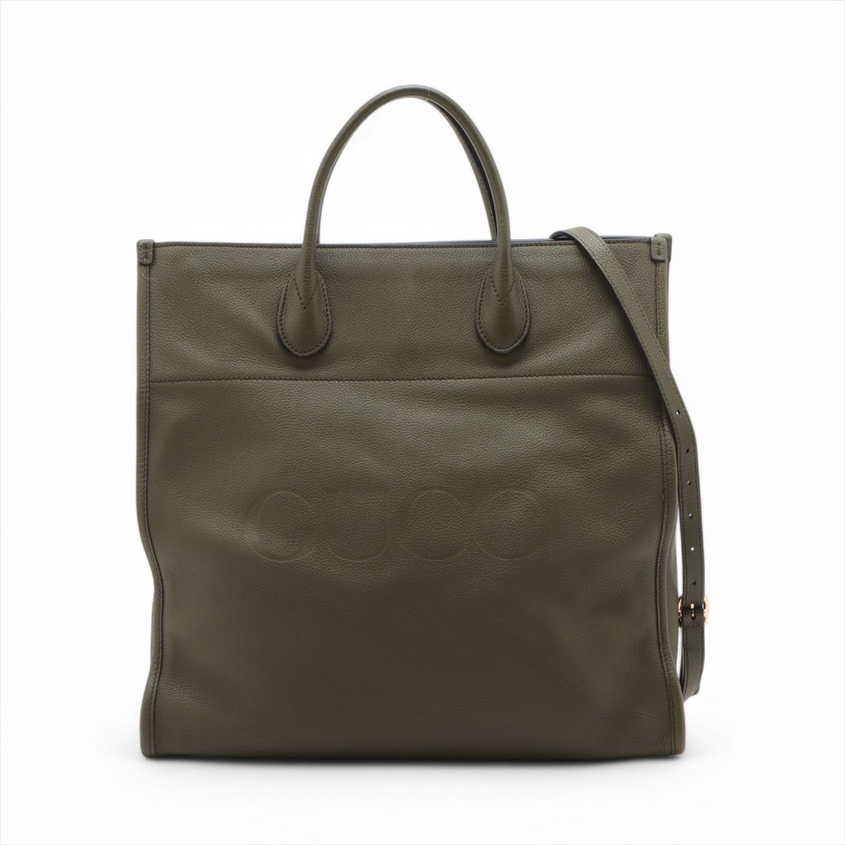 ■美品 グッチ ロゴ ミディアム カーキ 674850 トート バッグ