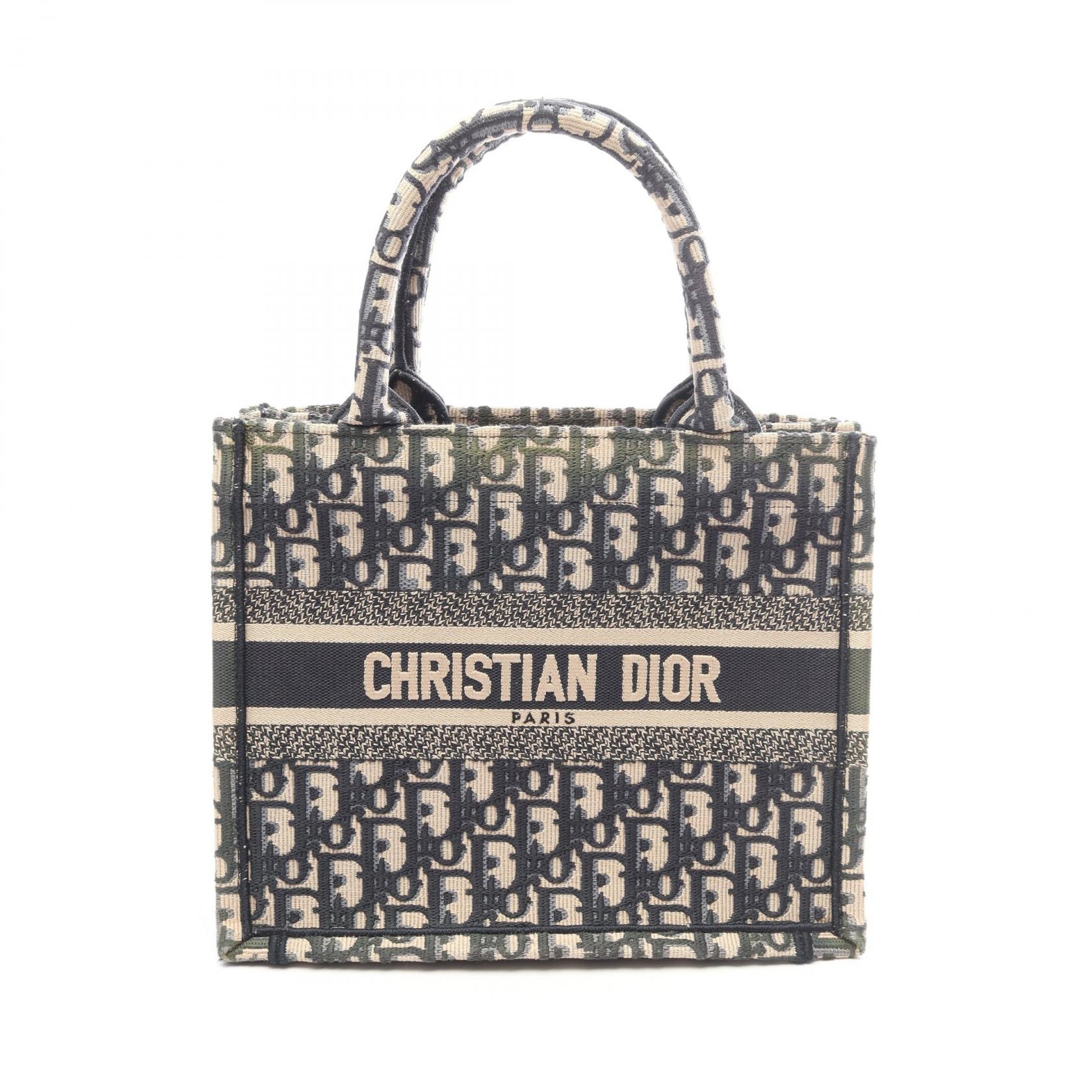 ディオール Dior BOOK TOTE スモール オブリーク トートバッグ バッグ キャンバス レディース ベージュ系 / ネイビー系 【中古】