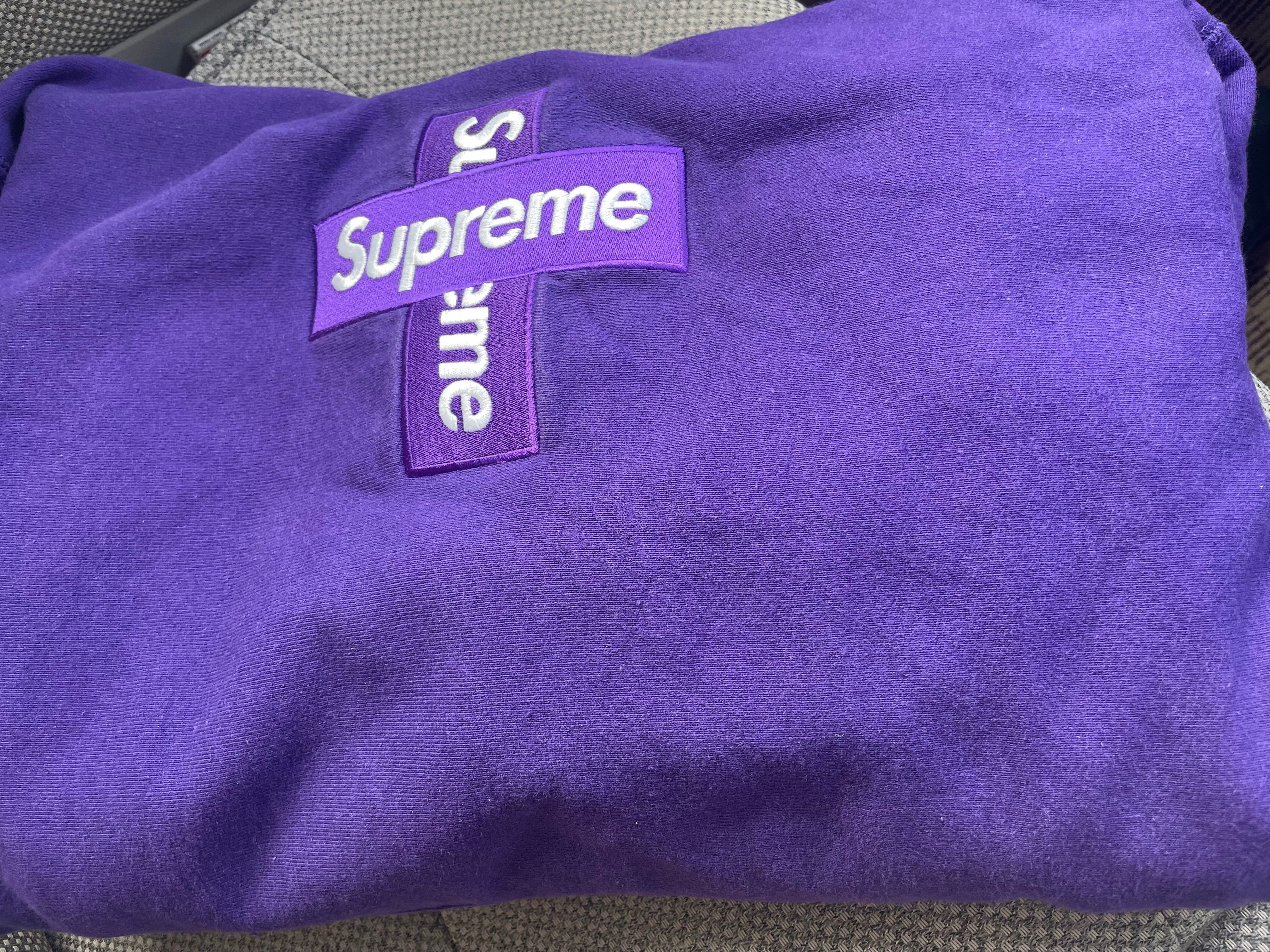 Supreme Cross Box Logo Hooded Sweatshirt "Purple"