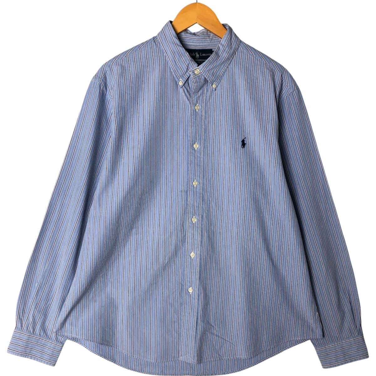 古着 ラルフローレン Ralph Lauren CUSTOM FIT 長袖 ボタンダウンストライプシャツ メンズXL相当/eaa551960