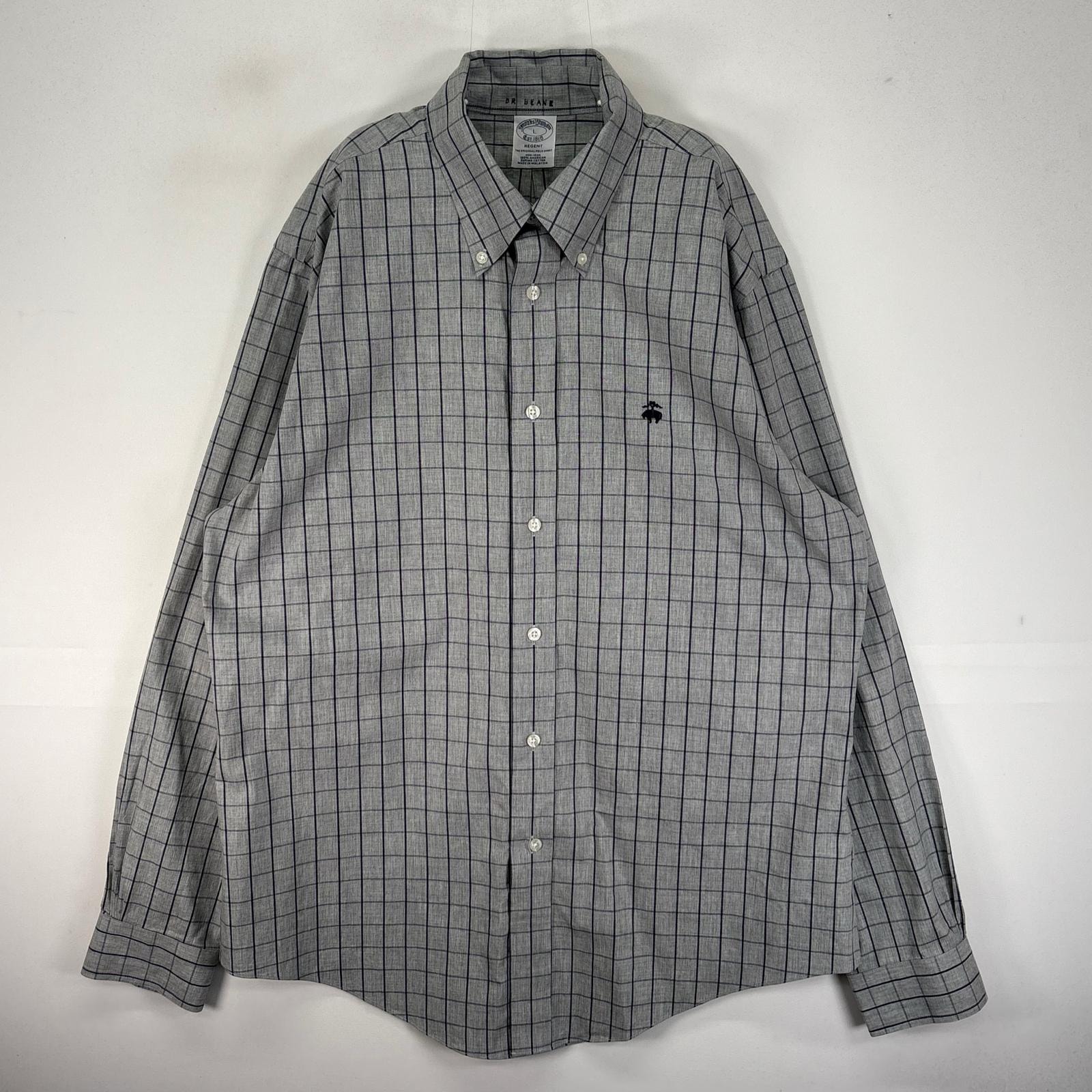 古着 ブルックスブラザーズ Brooks Brothers 長袖シャツ ボタンダウン L  グレー系 チェック メンズ