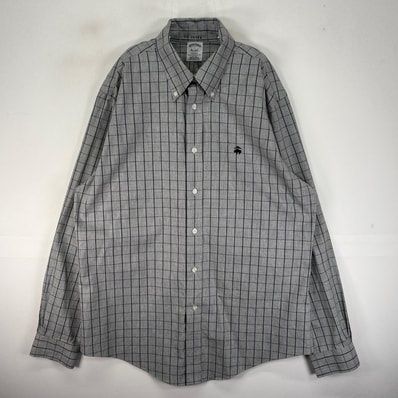 古着 ブルックスブラザーズ Brooks Brothers 長袖シャツ ボタンダウン L グレー系 チェック メンズ