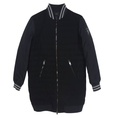 DIESEL ディーゼル コート 00E8F203 ロゴワッペン 中綿 ロング ブルゾン コート ブラック系 XXS【中古】