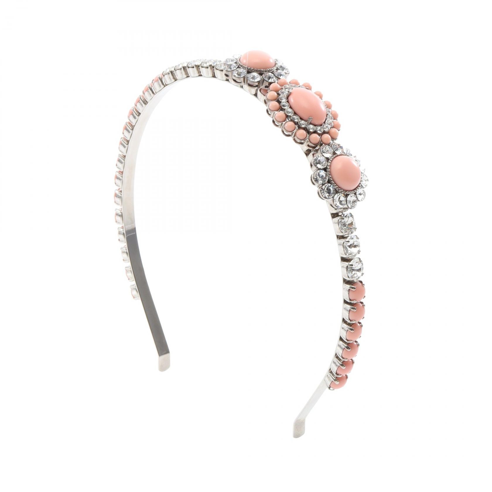 ミュウ ミュウ Miu Miu クリスタル カチューシャ 衣料品 ステンレススチール ラインストーン レディース シルバー系 / ピンク系 / クリア系 【中古】