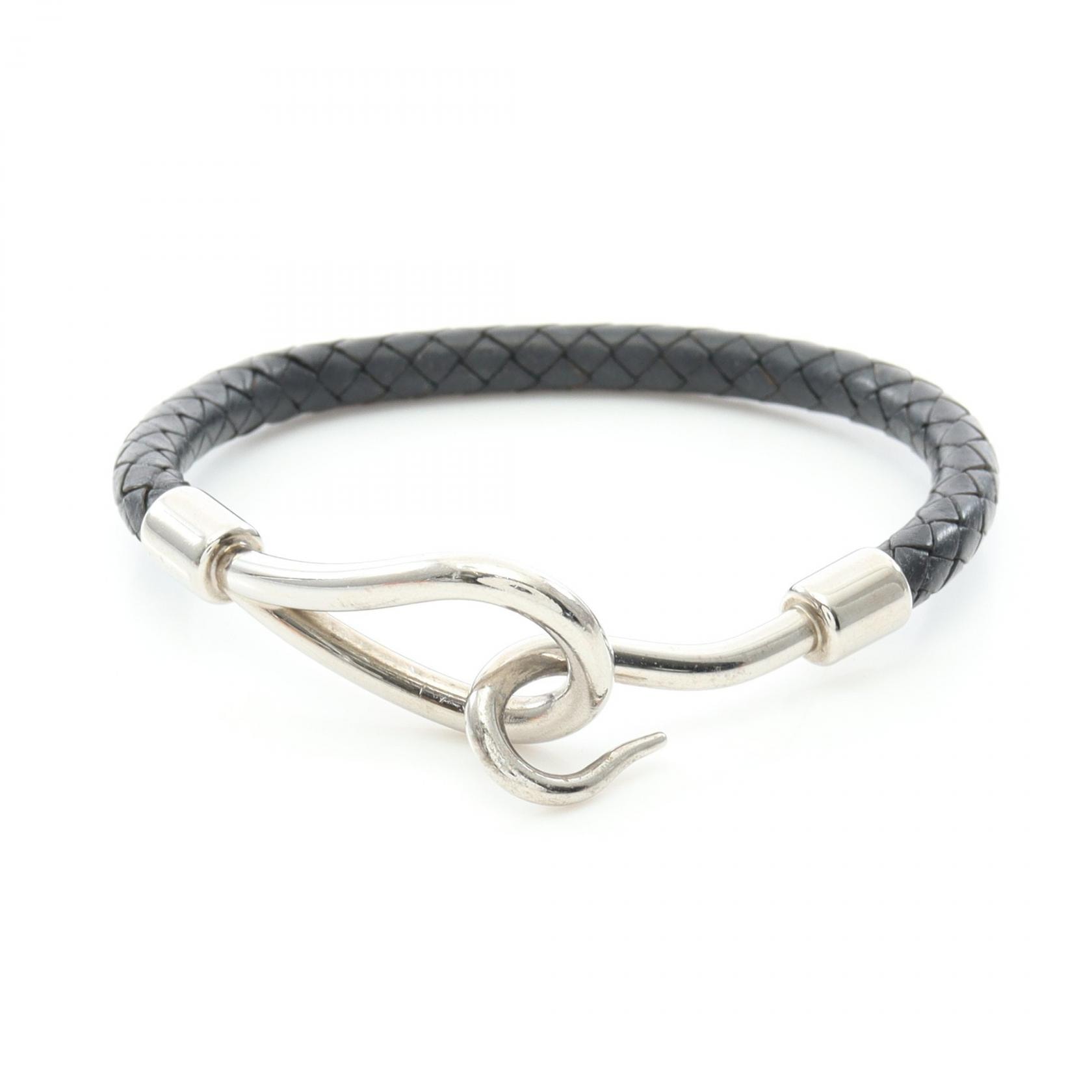 エルメス HERMES ジャンボ ブレスレット アクセサリー ステンレススチール レザー レディース シルバー系 / ブラック系 【中古】