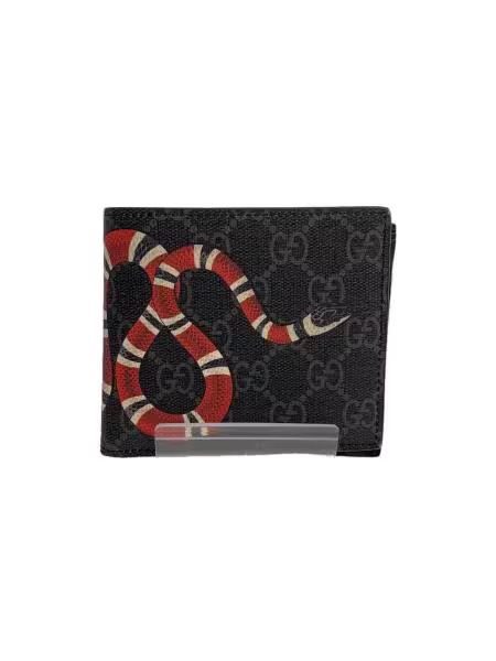 GUCCI Kingsnake Print GG Supreme Coin Wallet "Black"