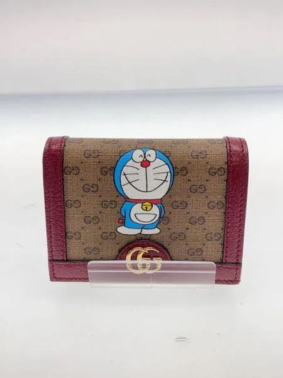 GUCCI x Doraemon GG Supreme Canvas Mini Wallet "Beige/Ebony/Cherry Red"