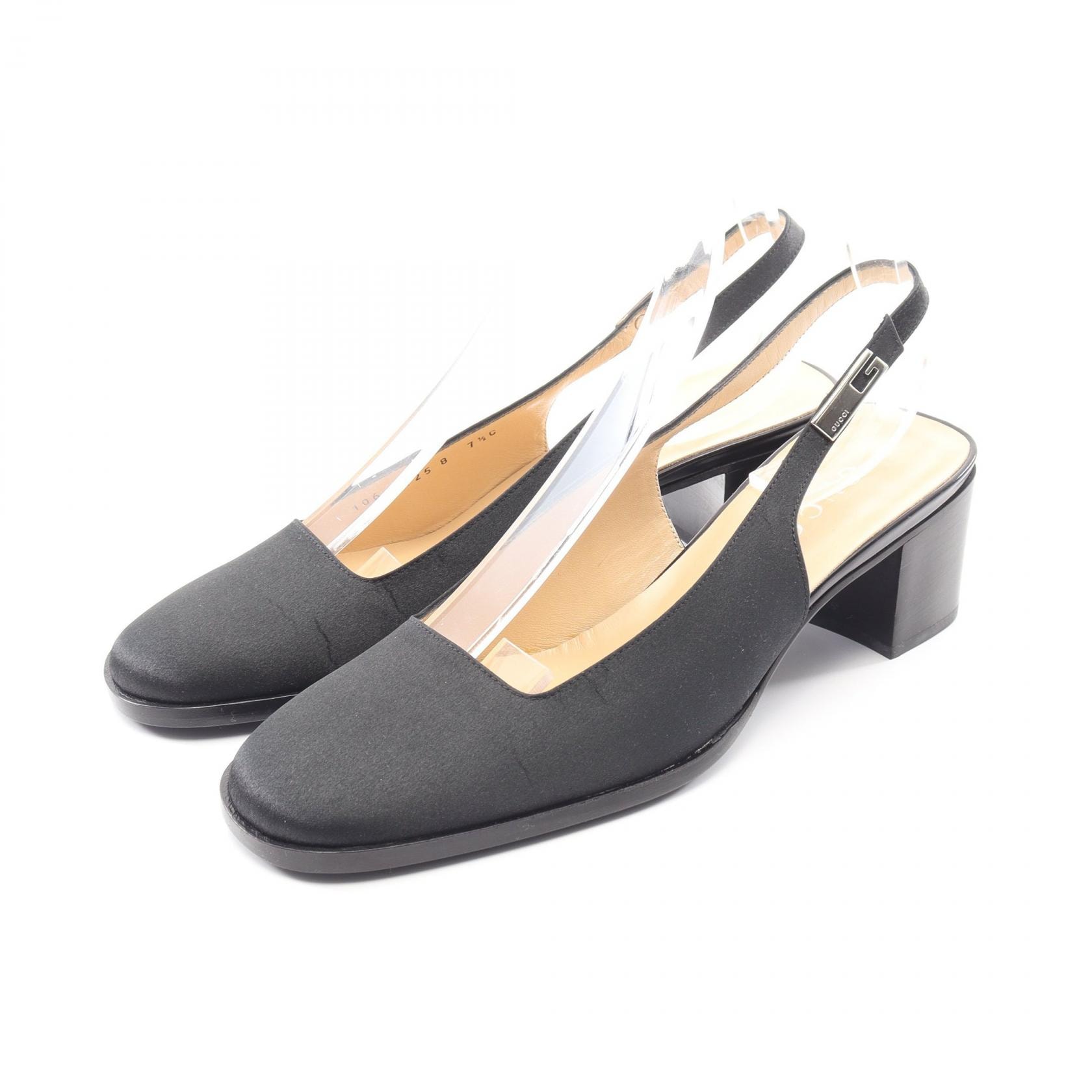 グッチ GUCCI スリングバック パンプス 靴 ファブリック レディース ブラック系 【中古】