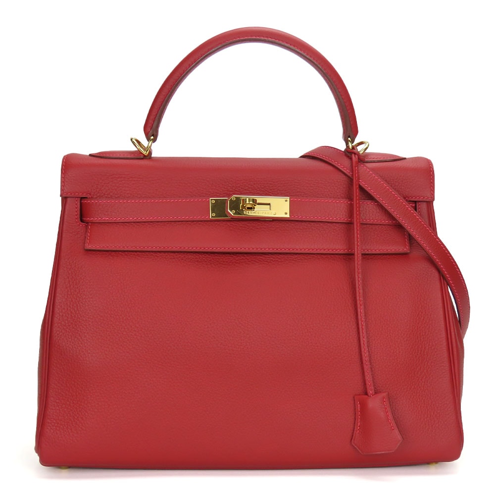 【中古】 エルメス ハンドバッグ ケリー32 トゴ レッド - ゴールド金具 2WAY □F刻印 内縫い レディース 女性 HERMES