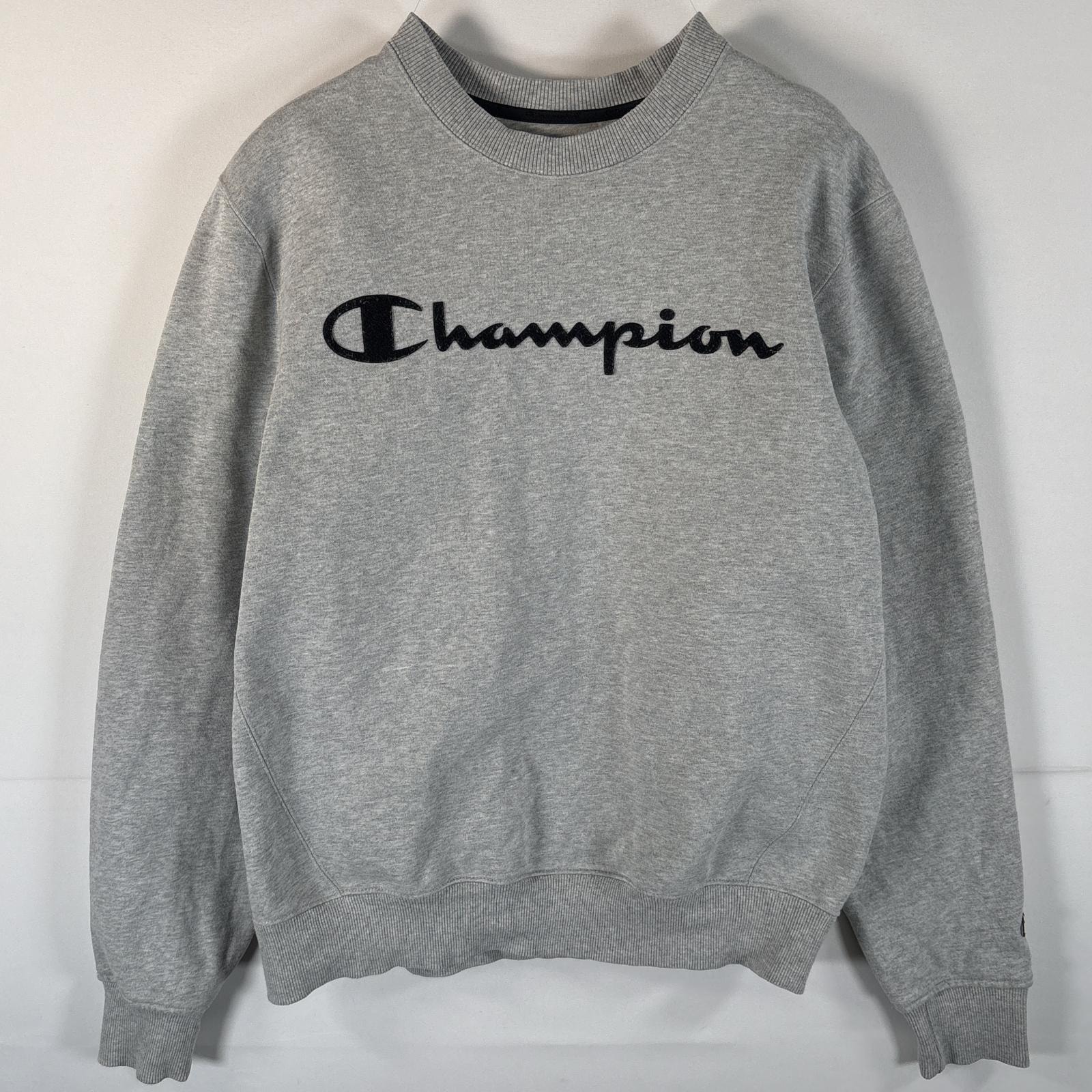 古着 チャンピオン Champion スウェット トレーナー リバースウィーブタイプ ワンポイントワッペン 厚手 ロゴデザイン L  グレー メンズ
