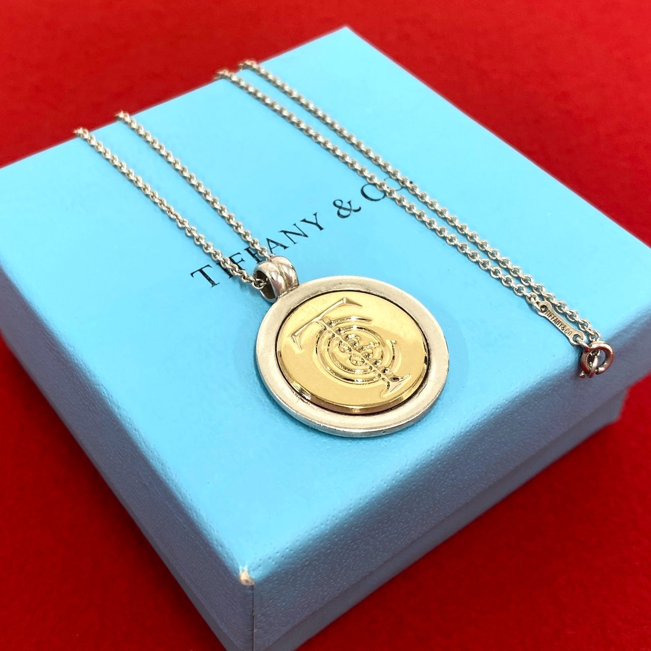 TIFFANY&Co. ティファニー コイン ネックレス シルバー925 K18イエローゴールド ネックレス シルバー
 24072