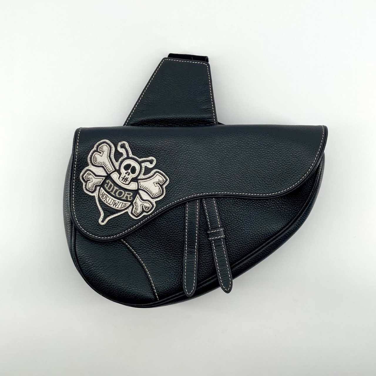 Christian Dior(クリスチャンディオール) ×Shawn Stussy サドルモチーフ カーフスキン ショルダーバッグ ブラック