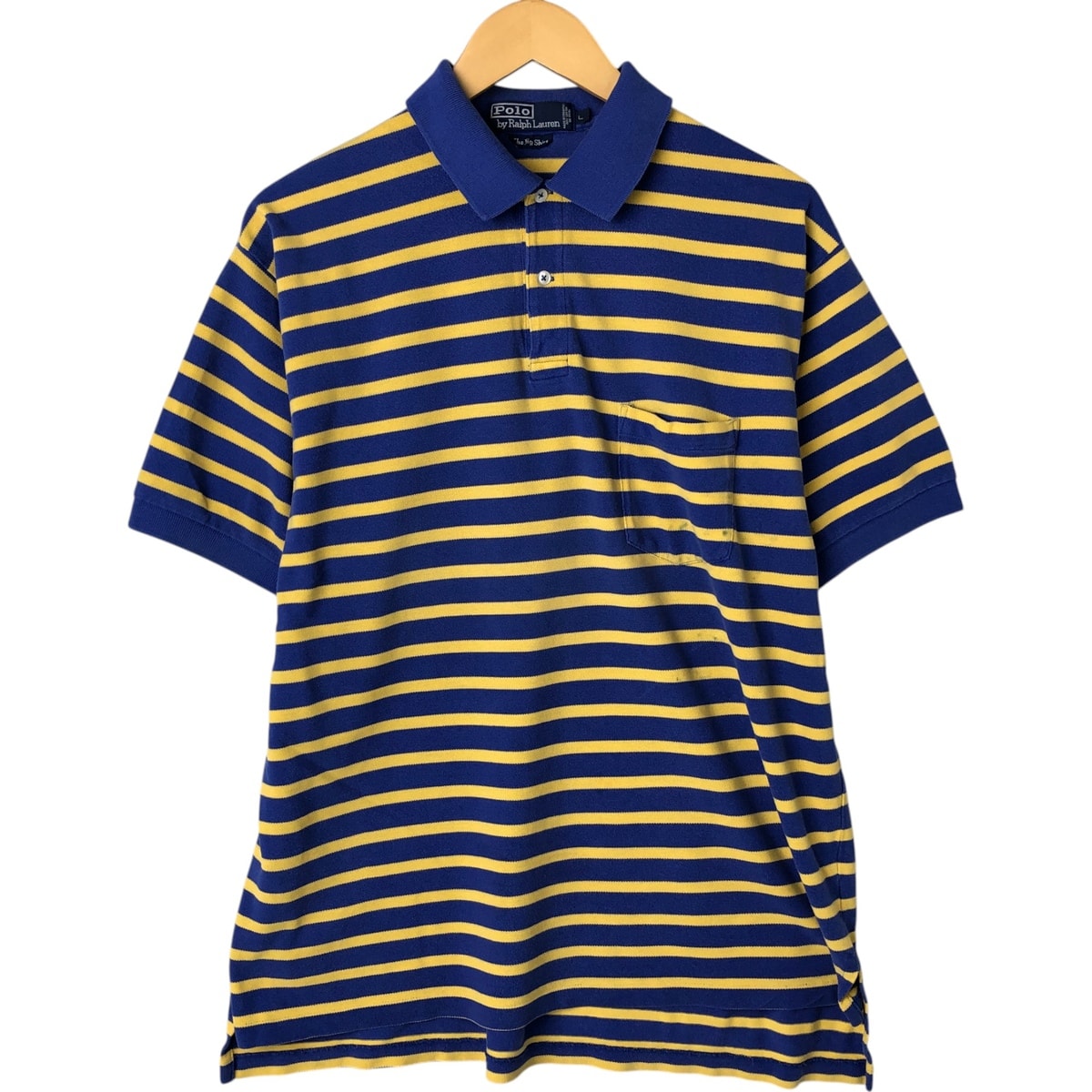 古着 ラルフローレン Ralph Lauren POLO by Ralph Lauren The big shirt 半袖 ボーダー ポロシャツ メンズL相当/eaa544056