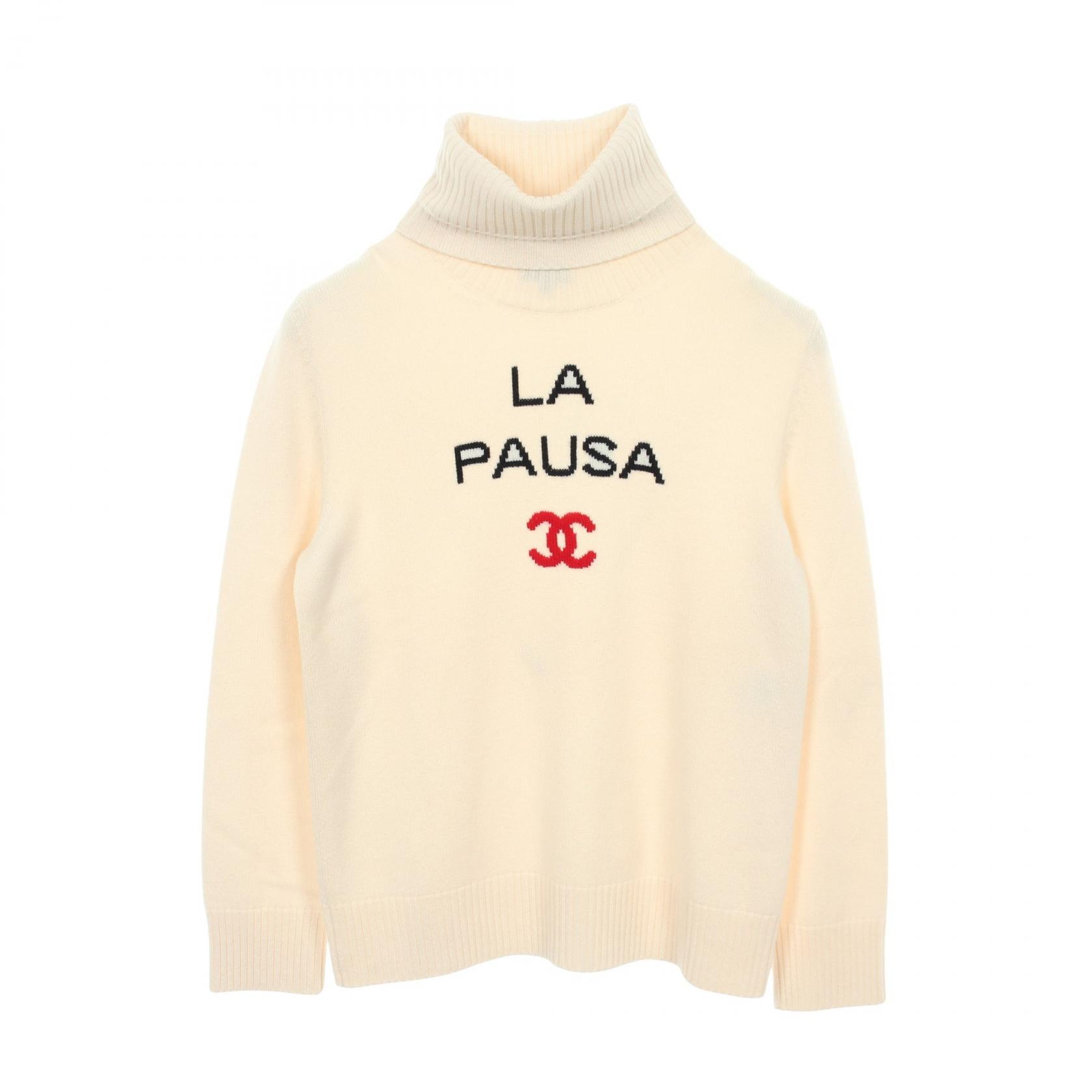シャネル CHANEL LA PAUSA ココマーク タートルネック ニット 衣料品 トップス カシミヤ レディース アイボリー系 P60454K46051 【中古】