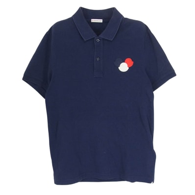 MONCLER モンクレール ポロシャツ 17SS C10918318800 84556 ワンポイント アイコンロゴワッペン ポロシャツ 半袖 ネイビー系 S【中古】