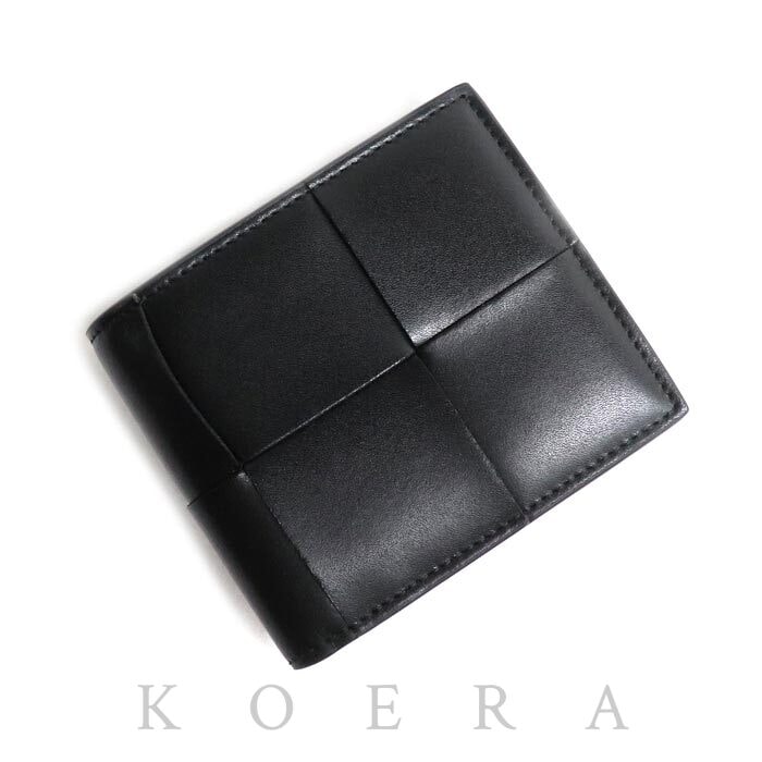 BOTTEGAVENETA ボッテガヴェネタ カセット コインパース付 二つ折りウォレット 二つ折り財布 ブラック 819207VBWD28803 メンズ【中古】【美品】