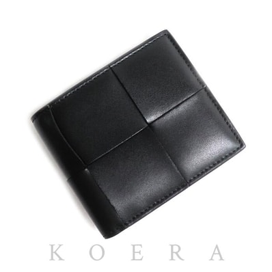 BOTTEGAVENETA ボッテガヴェネタ カセット コインパース付 二つ折りウォレット 二つ折り財布 ブラック 819207VBWD28803 メンズ【中古】【美品】