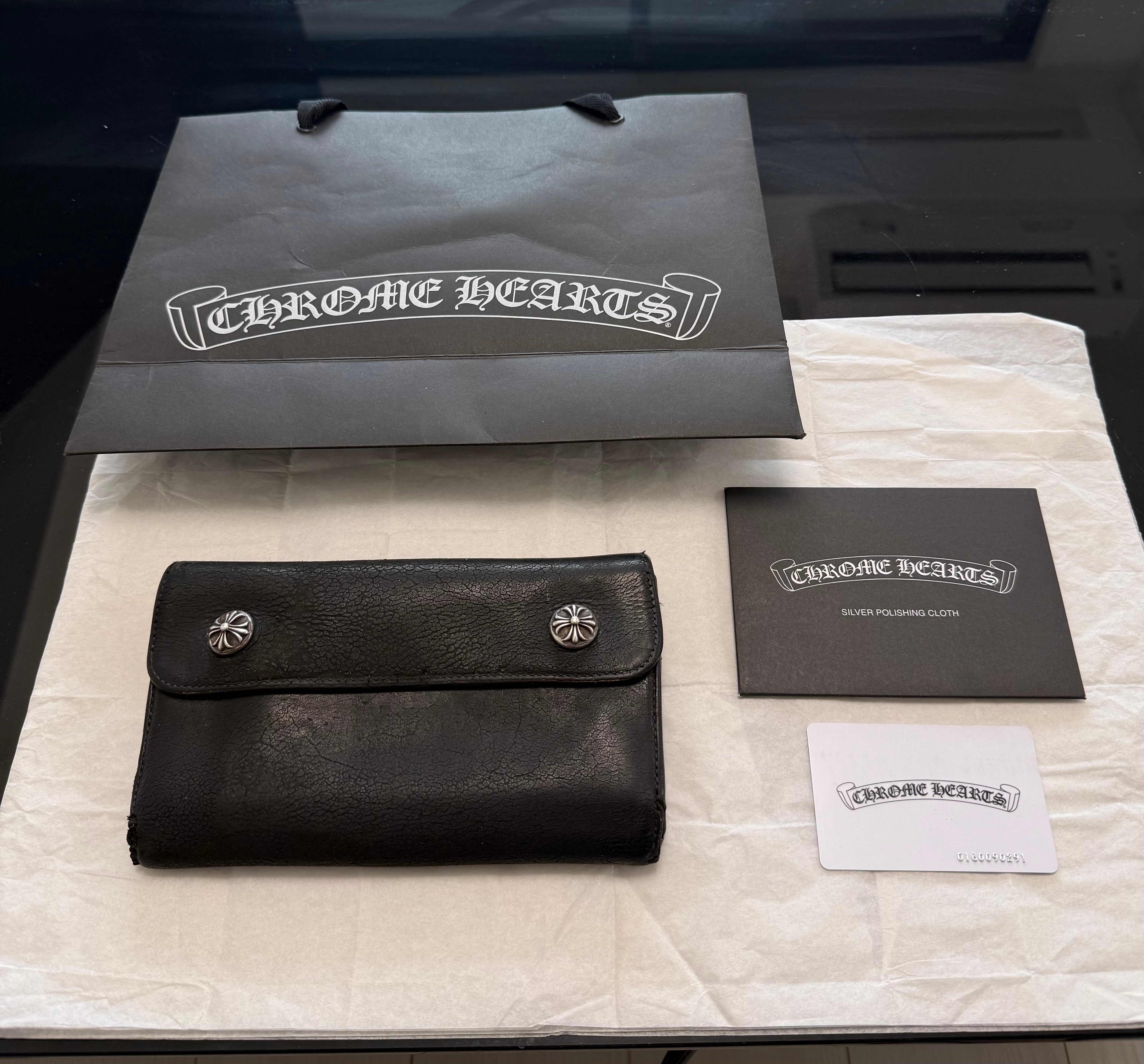 値下げ　クロムハーツ　ウェーブウォレット C (やや傷や汚れあり)】付属品完備／値下げ交渉可能 ／ 正規品！CHROME